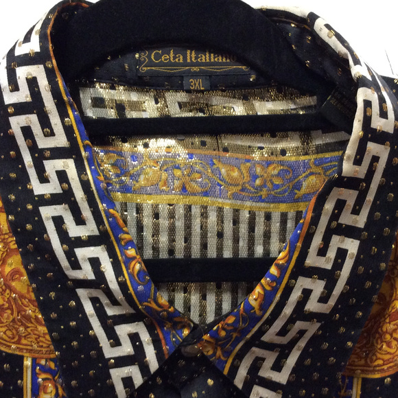 SOLD FAST!! Ceta Italian Greek Medusa Silk Shirt - Picture 5 of 8